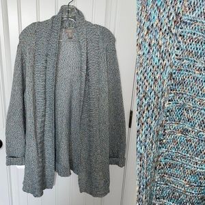 Chicos Blue Brown Metallic Cardigan Size 3 XL Knit